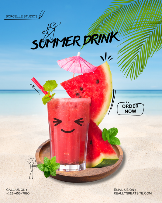 Blue and Green Playful Summer Drink